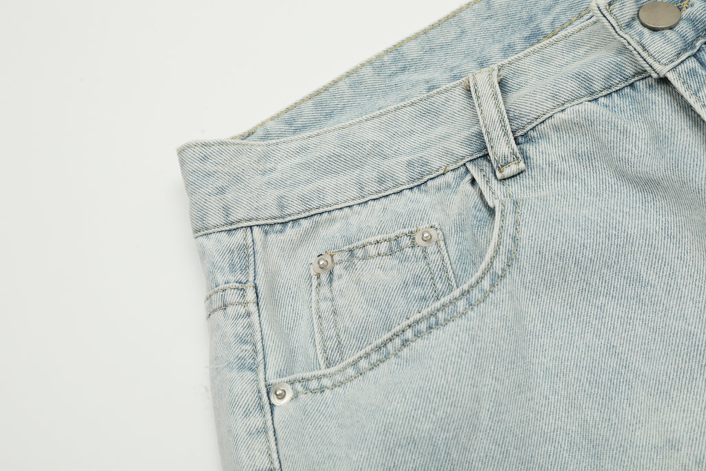 Unisex Vintage Washed Multi-Pocket Denim Cargo Pants