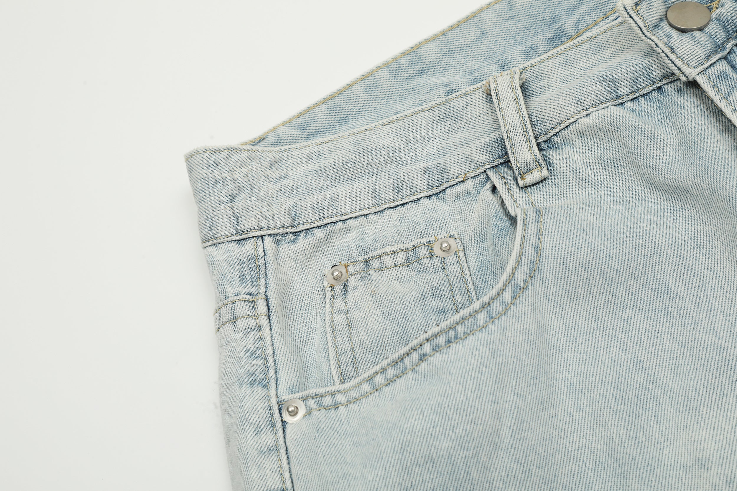 Unisex Vintage Washed Multi-Pocket Denim Cargo Pants