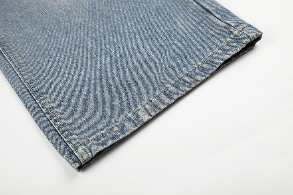 DONOTLOGO Urban Edge Collection | Unisex Relaxed Fit Denim Jeans | Bold Cat Whisker Seaming & Faded Wash Finish with Classic Cotton Denim Fabric