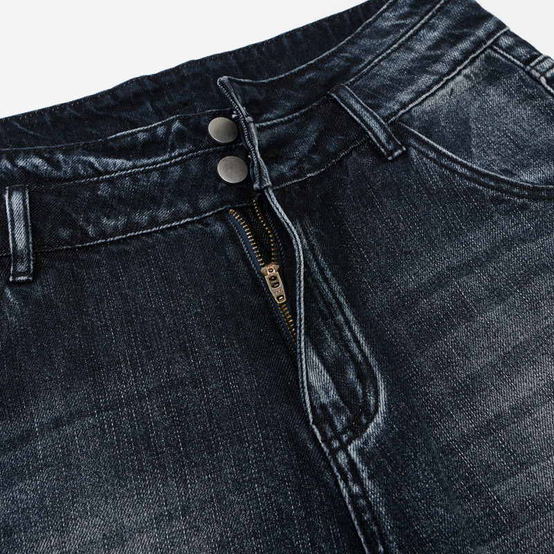 DONOTLOGO Urban Edge Collection | Unisex Relaxed Fit Denim Shorts | Bold Cat Whisker Seaming & Faded Wash Finish with Classic Cotton Denim Fabric