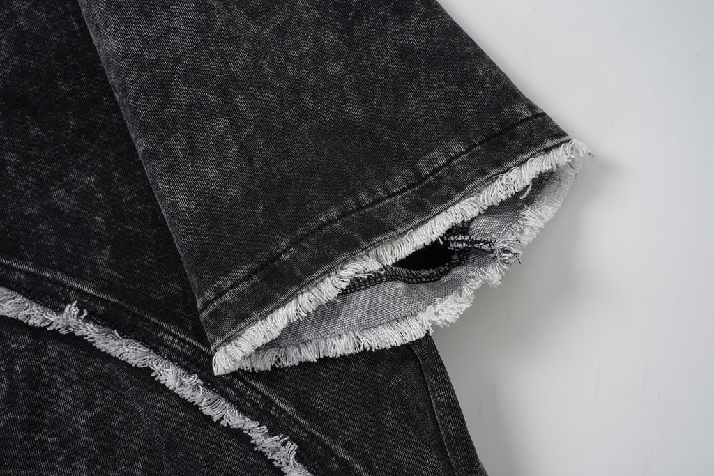 DONOTLOGO Wasteland Revival Collection | Unisex Relaxed Fit Deconstructed Tee | Bold Diagonal Raw Seaming & Faded Wash Finish with Heavyweight Cotton Fabric