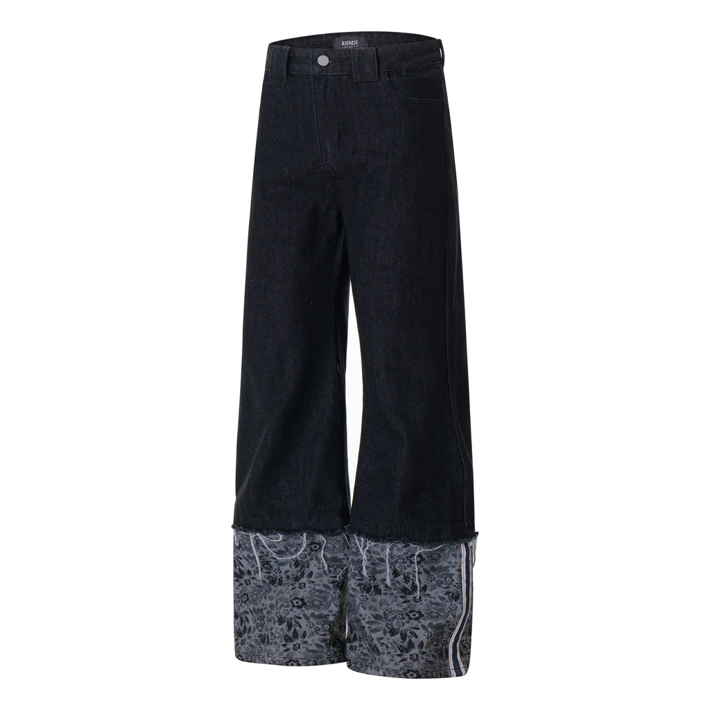Unisex Distressed Patchwork Denim Jeans