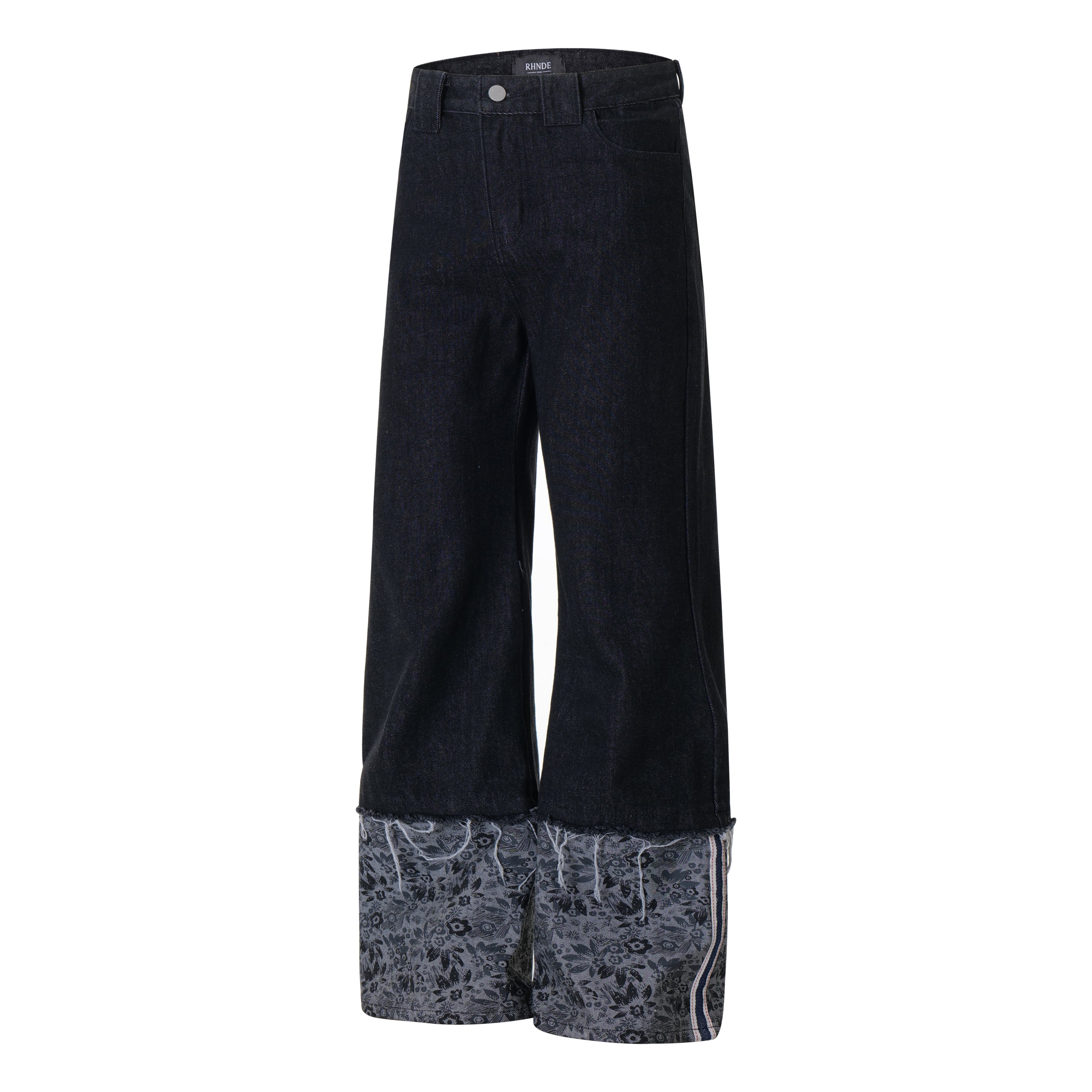 Unisex Distressed Patchwork Denim Jeans