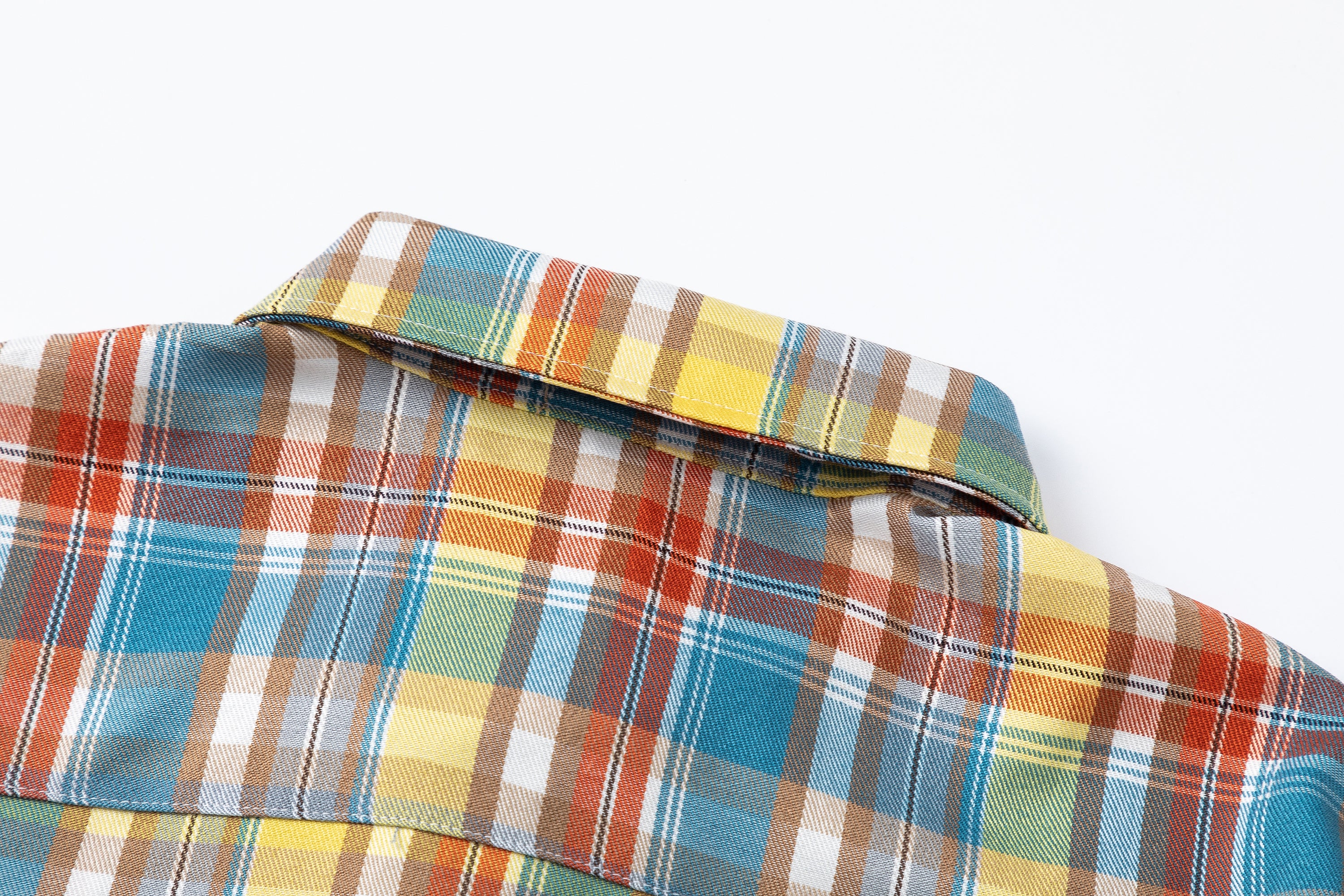 DONOTLOGO 100% Cotton Twill | Original Vintage Colorblock Plaid Shirt | Preppy Style, Contrast Tie & Chest Pocket | Comfortable Unisex Summer Shirt