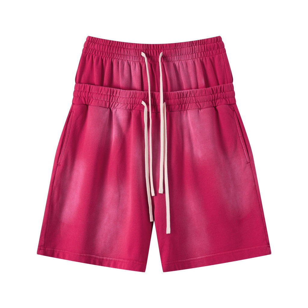 DONOTLOGO Unisex Double Waist Shorts | Snow Washed, Distressed | Drawstring Elastic High-Waist, Loose Fit