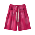 DONOTLOGO Unisex Double Waist Shorts | Snow Washed, Distressed | Drawstring Elastic High-Waist, Loose Fit