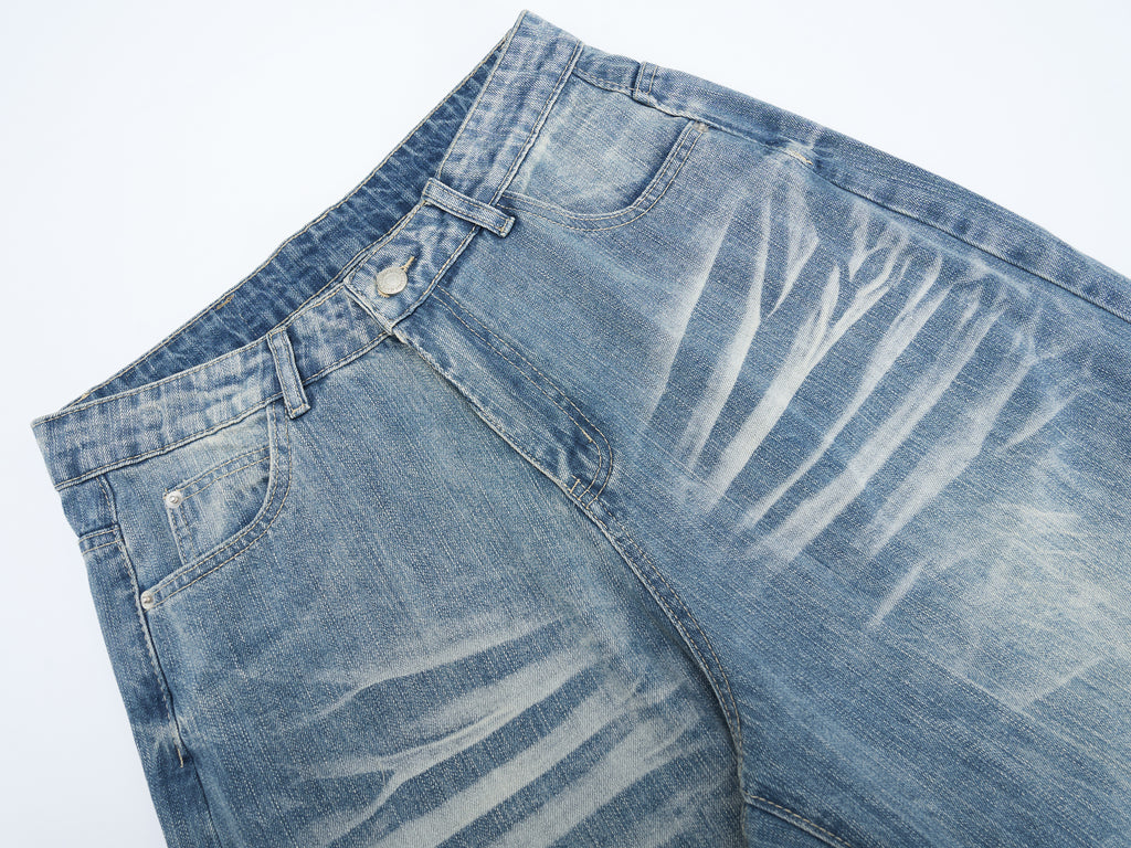 DONOTLOG Oversized Distressed Denim Jeans - Unisex Baggy Trousers with Raw Edge Rips & Whisker Effect - Edgy Streetwear Bottom with Wide Leg Silhouette