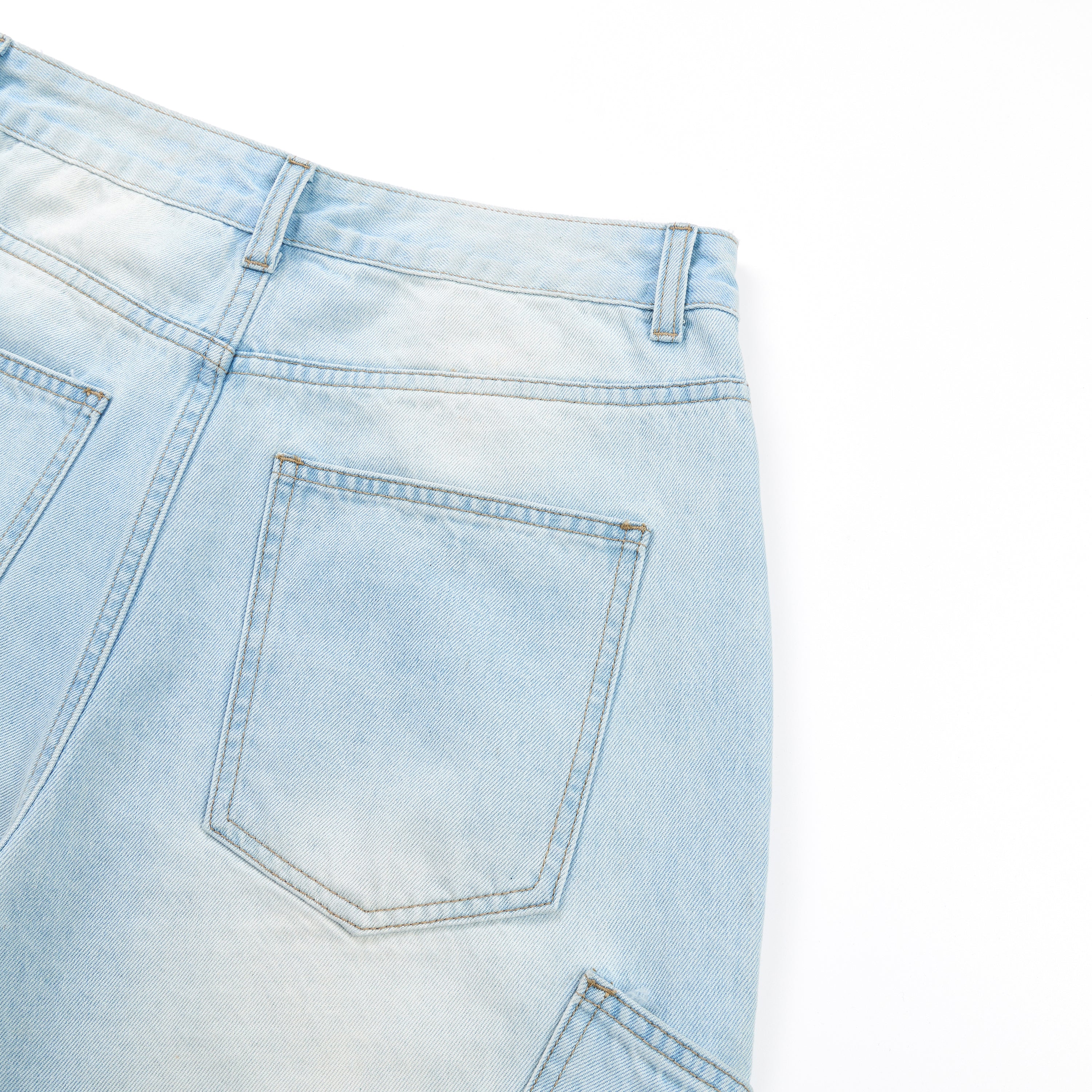 DONOTLOGO Heavy Acid Wash Baggy Cargo Jorts | Unisex Y2K Wide Leg Denim Shorts | Retro High Street Summer Bottoms