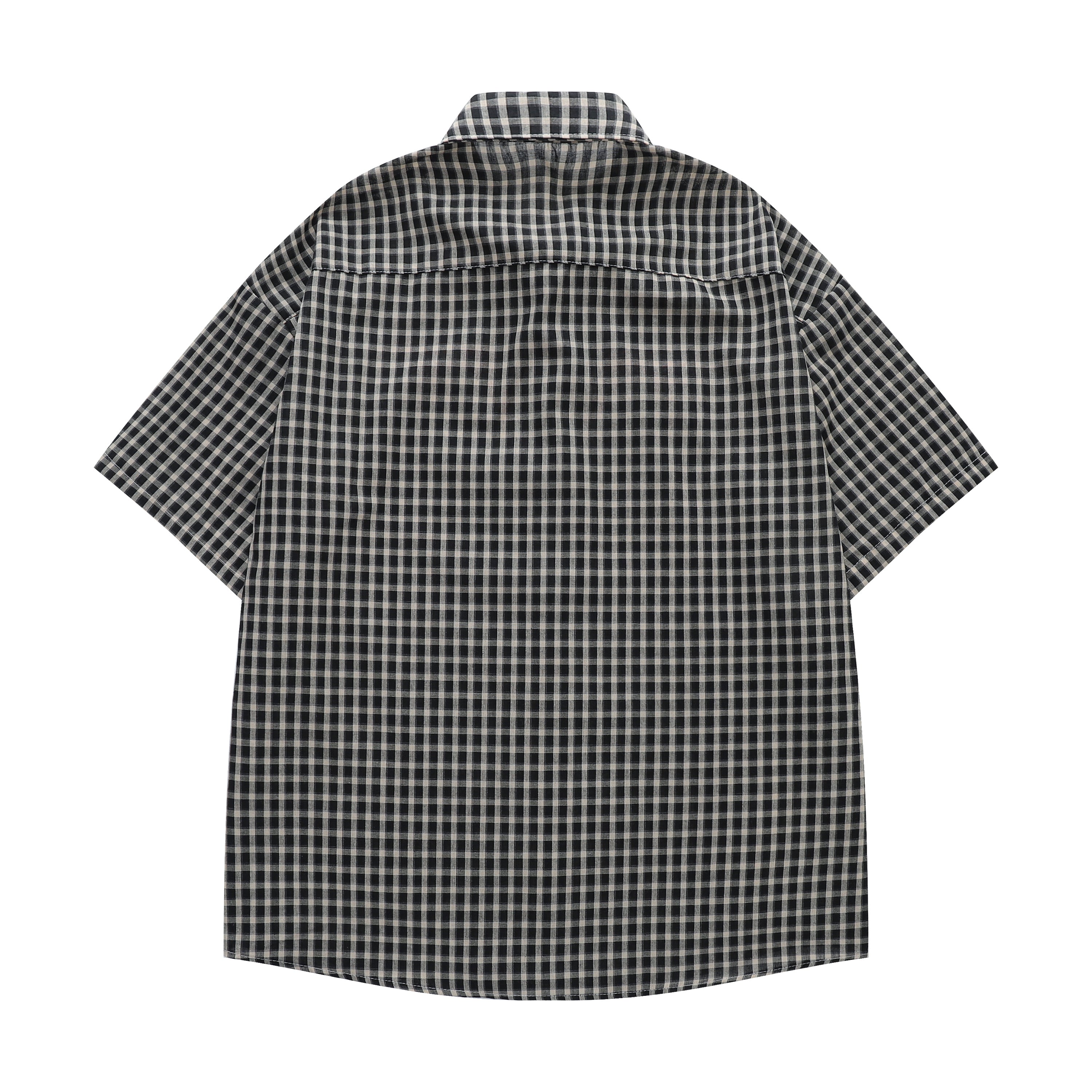 DONOTLOGO Coastal Vintage Collection | Unisex Oversized Gingham Camp Collar Shirt | Playful Aesthetic Short Sleeve Top with Whimsical Lobster Embroidery Detail