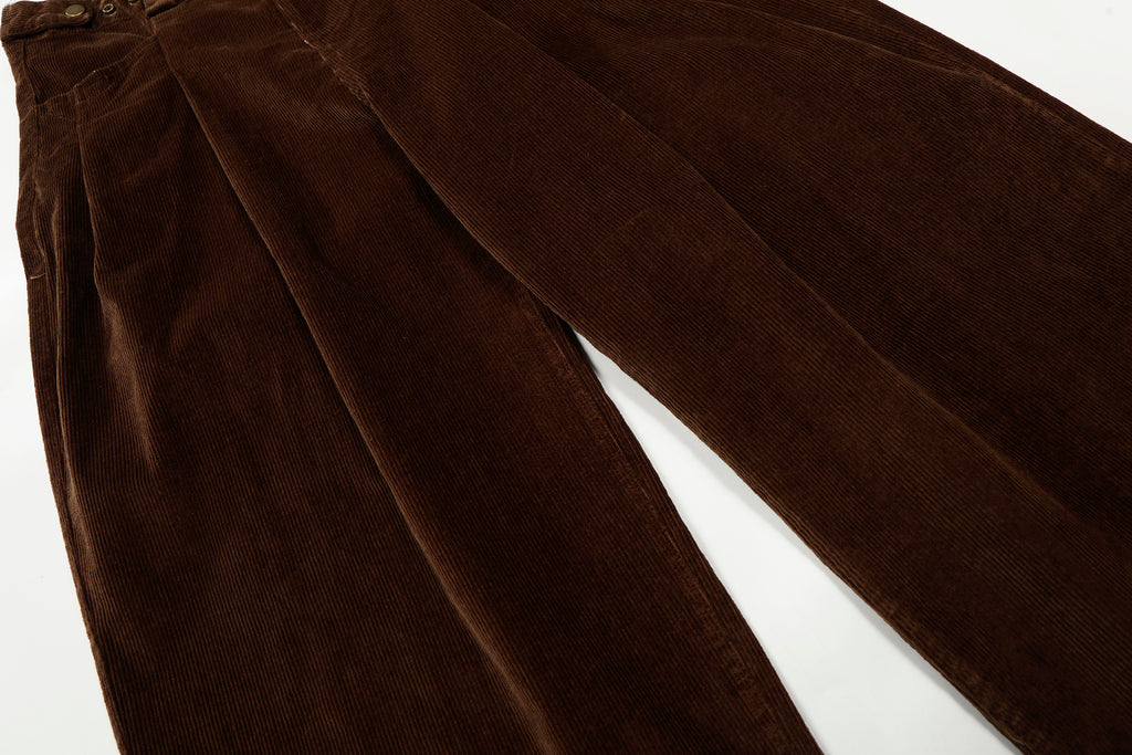 Unisex Vintage Washed Wide-Leg Pleated Pants