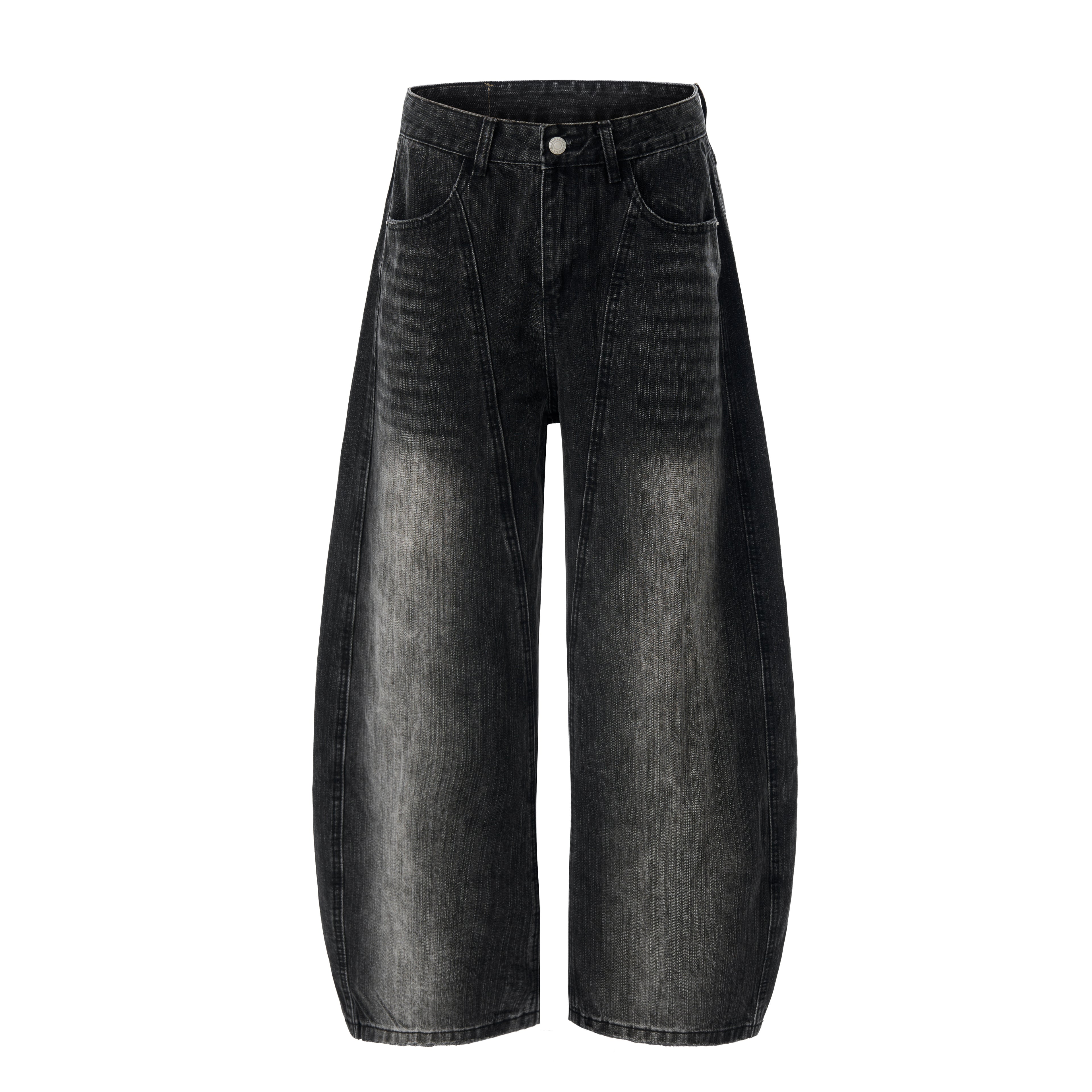 DONOTLOGO Oversized Black Acid Wash Denim Jeans - Unisex Baggy Trousers with Distressed Whisker Effect - Edgy Streetwear Bottom with Wide Leg Silhouette & Raw Hem