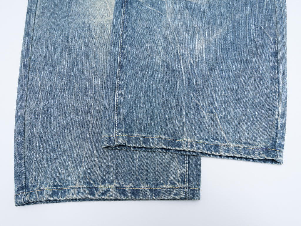 DONOTLOG Oversized Distressed Denim Jeans - Unisex Baggy Trousers with Raw Edge Rips & Whisker Effect - Edgy Streetwear Bottom with Wide Leg Silhouette