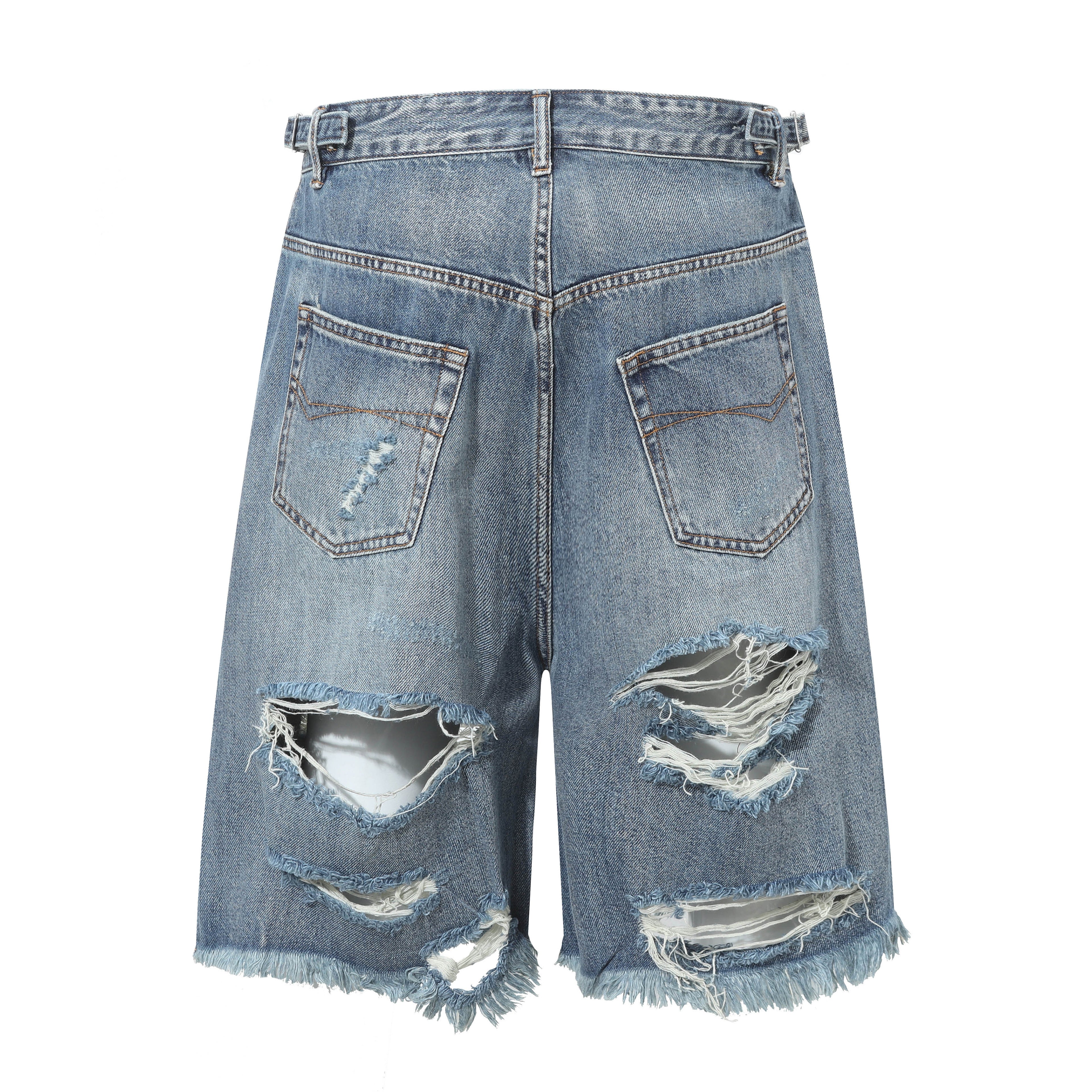 DONOTLOGO Unisex Vintage Ripped Denim Shorts | Raw Hem & Mid Wash | Summer Street Style Must-Have