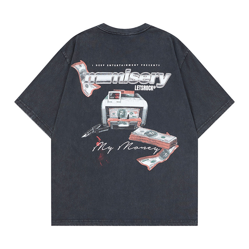 DONOTLOGO Deconstructed "MONEY" Graphic Tee - Unisex Vintage Washed Graphic T-Shirt - Edgy Streetwear Aesthetic Oversized Top