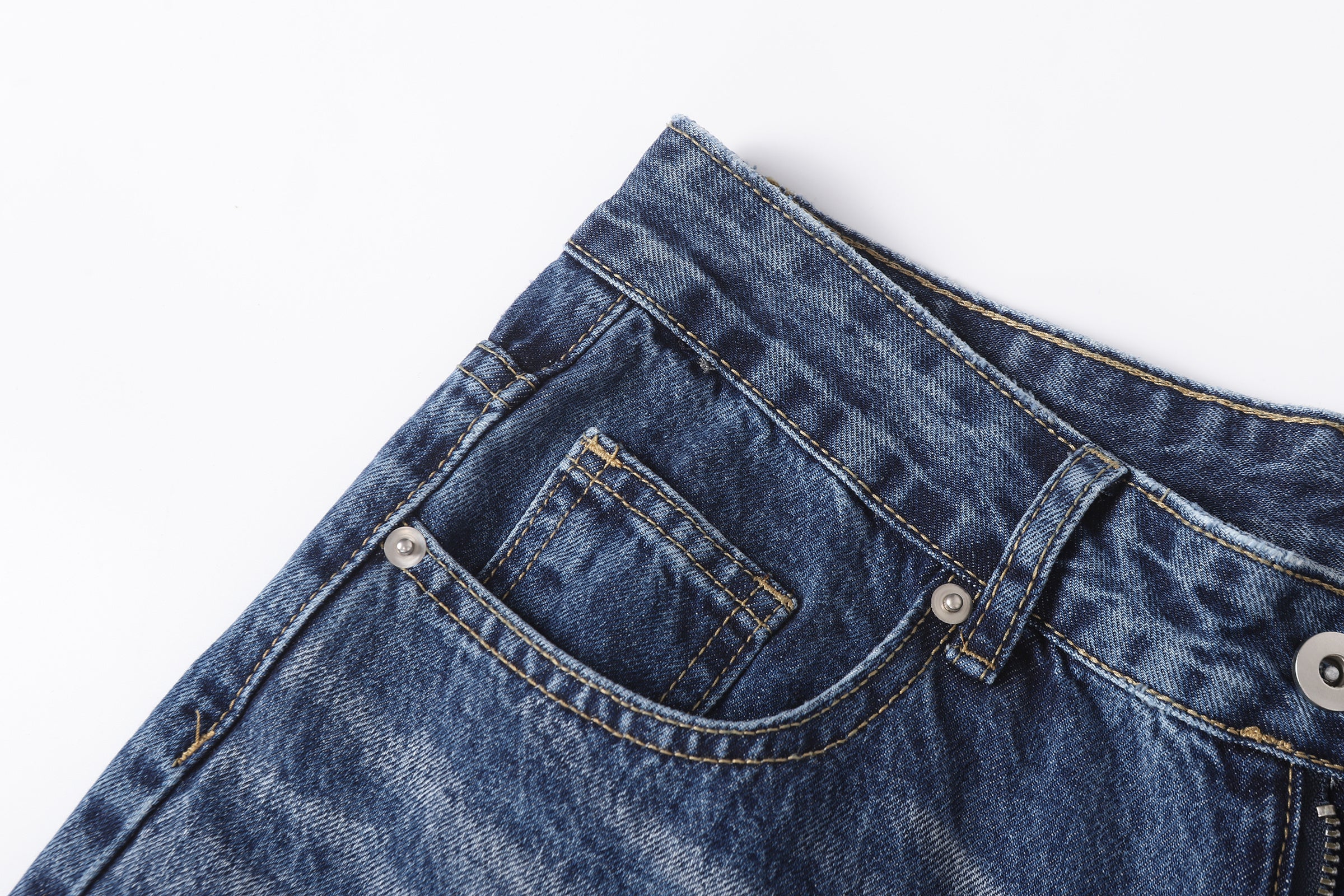DONOTLOGO Retro Blue Baggy Denim Pants | Unisex Y2K Wide Leg Trousers with Natural Whiskering & Fade | High Street Relaxed Fit Bottoms