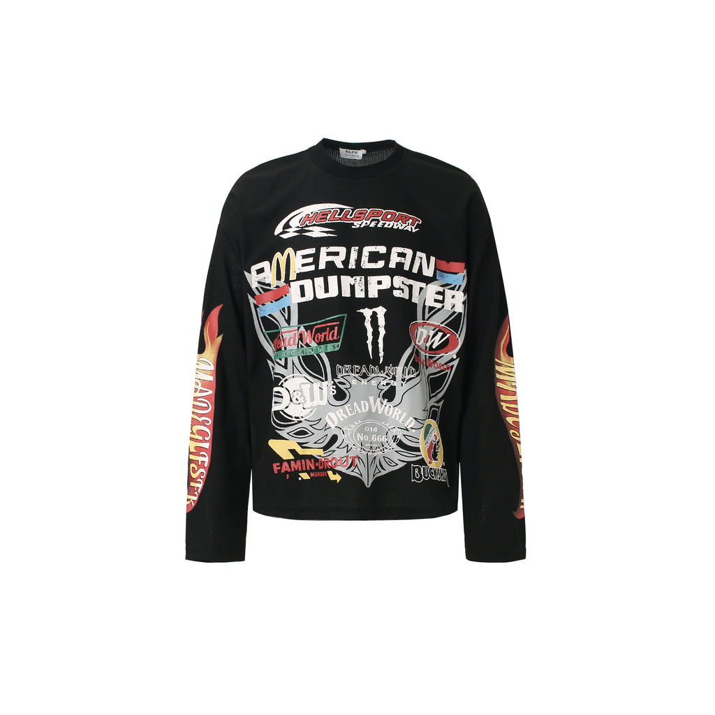 Unisex Vintage Distressed Letter Print Sweatshirt