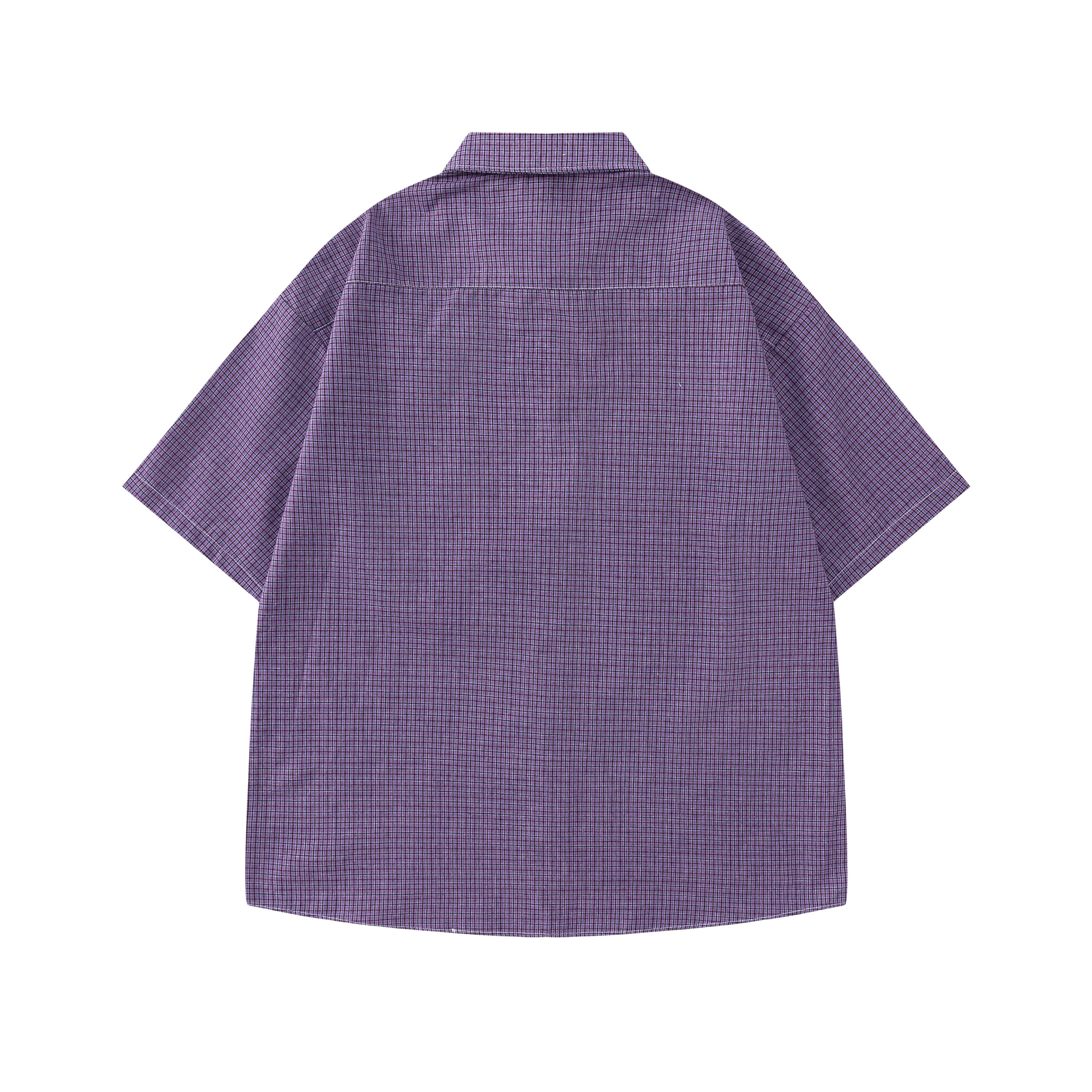DONOTLOGO Unisex Purple Plaid Shirt & Braided Tie Set | Loose Fit, Vintage Preppy | Summer Essential