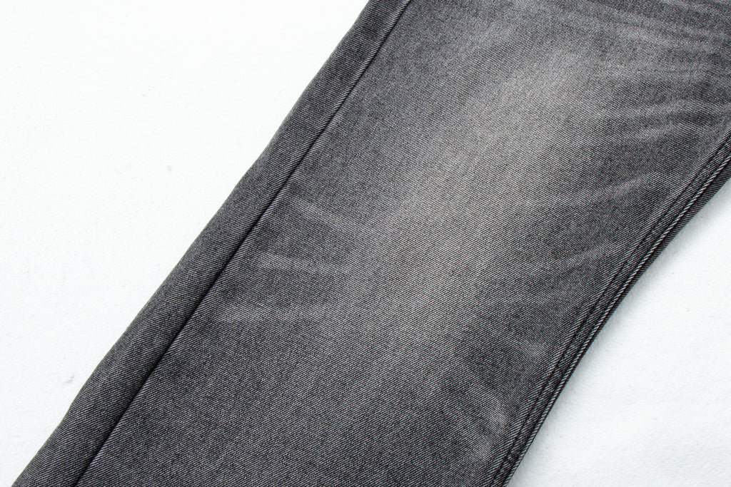 Vintage Washed Whiskered Slub Denim Jeans in Black & Gray