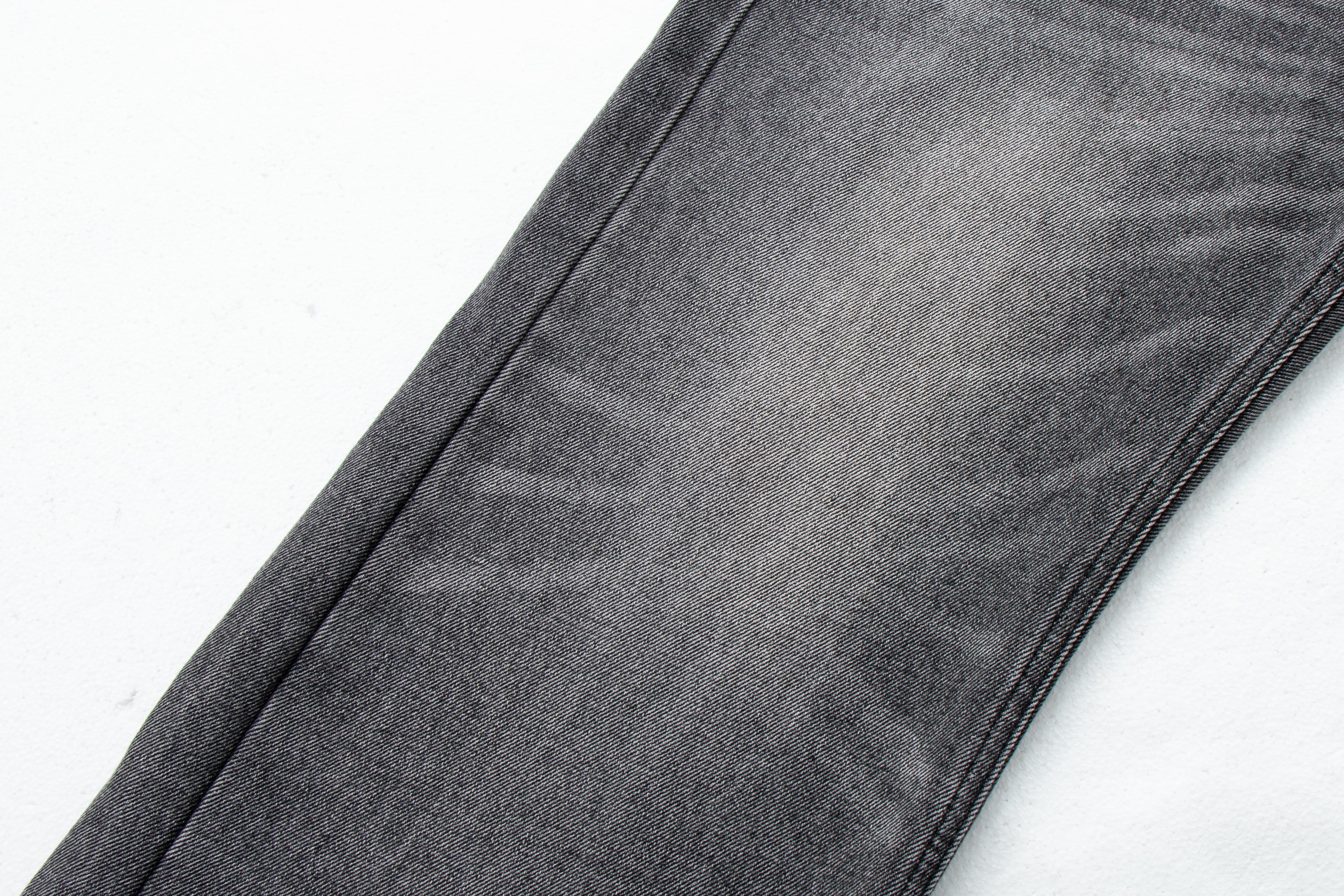 Vintage Washed Whiskered Slub Denim Jeans in Black & Gray