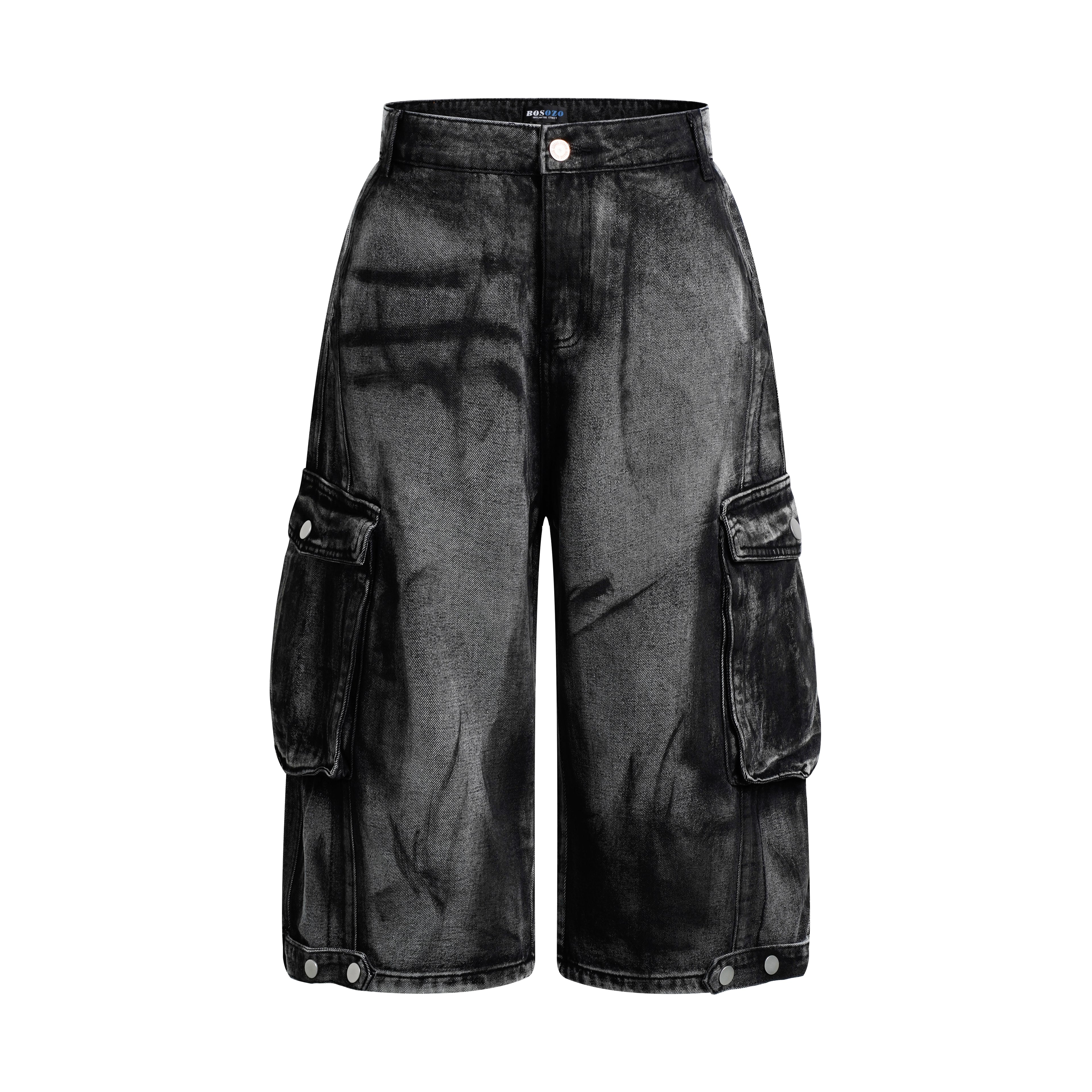 DONOTLOGO Heavy Acid Wash Baggy Cargo Jorts | Unisex Y2K Wide Leg Denim Shorts | Retro High Street Summer Bottoms