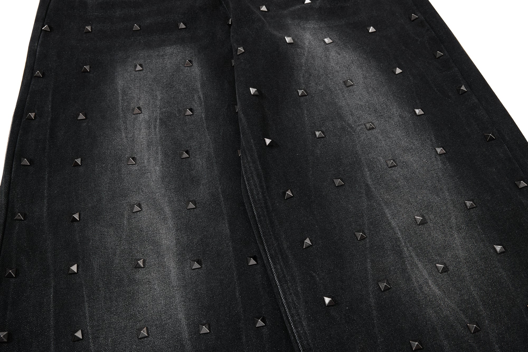 DONOTLOGO Heavy Studded Wide-Leg Denim | Unisex Y2K Punk Rock Rivet Jeans | Vintage Black High Street Oversized Trousers