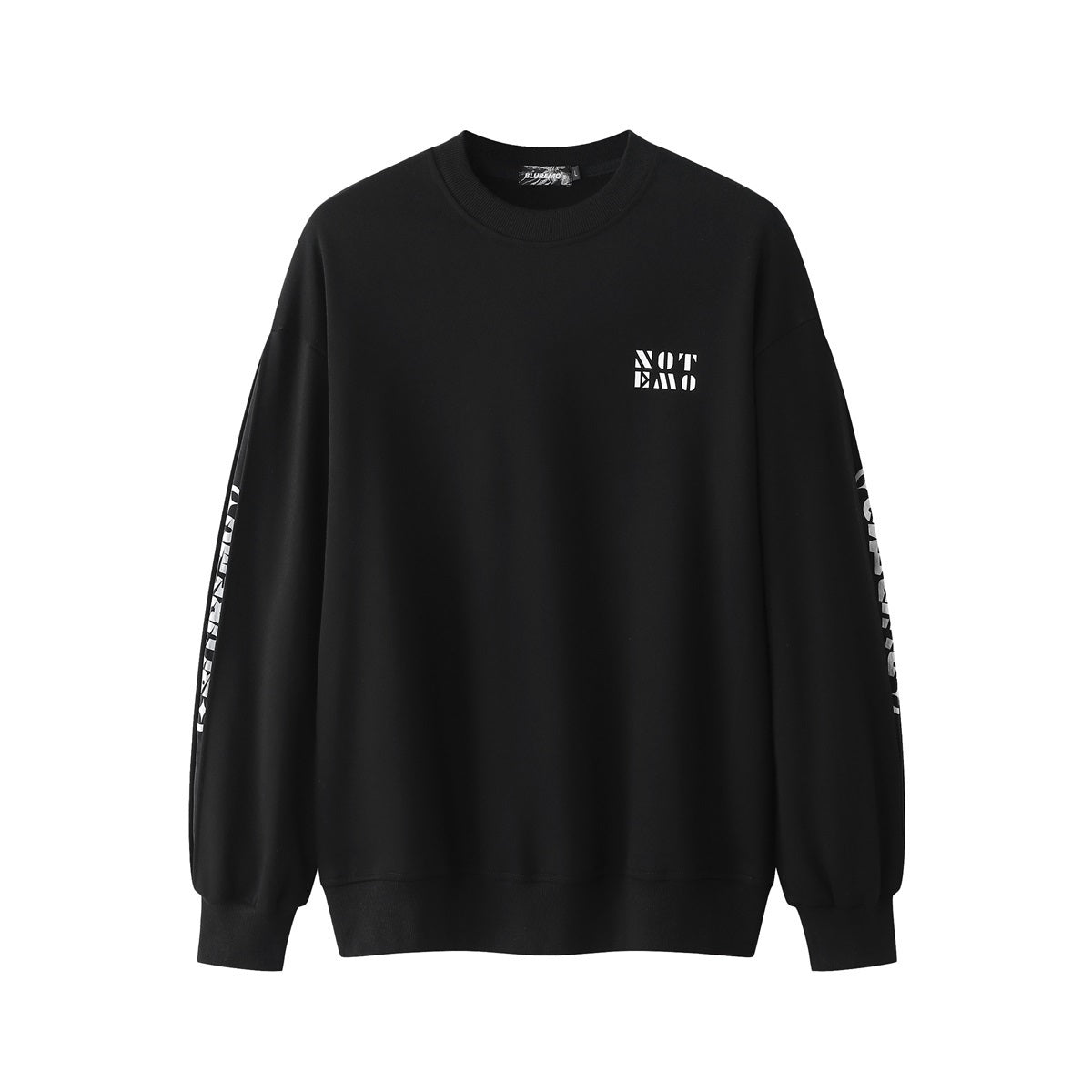 Unisex Street-Style Crewneck Pullover with Cracked Letter Print