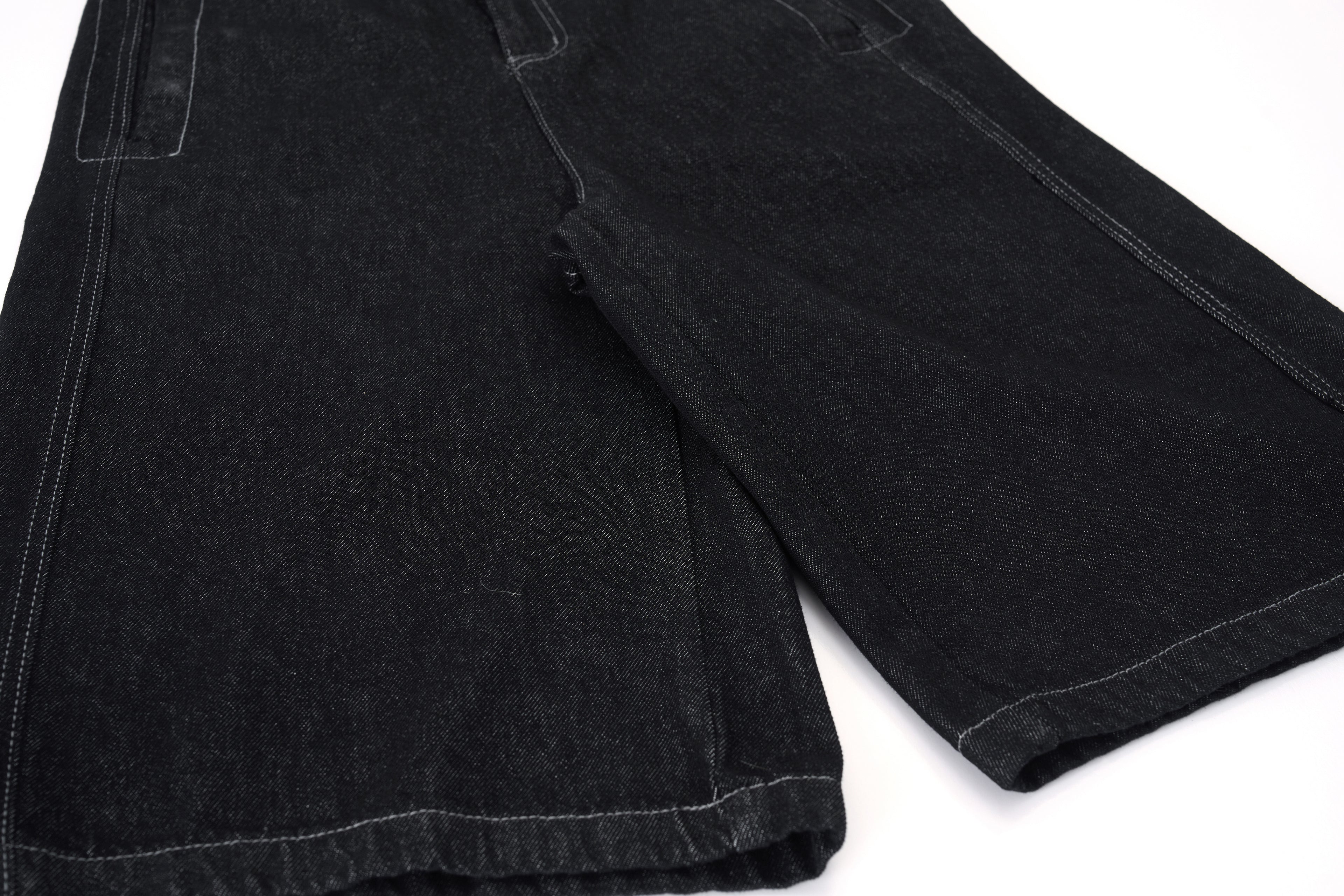DONOTLOGO Oversized Raw Black Denim Shorts - Unisex Baggy Jorts with Minimalist Design - Edgy Streetwear Bottom with Wide Leg Silhouette & Clean Lines