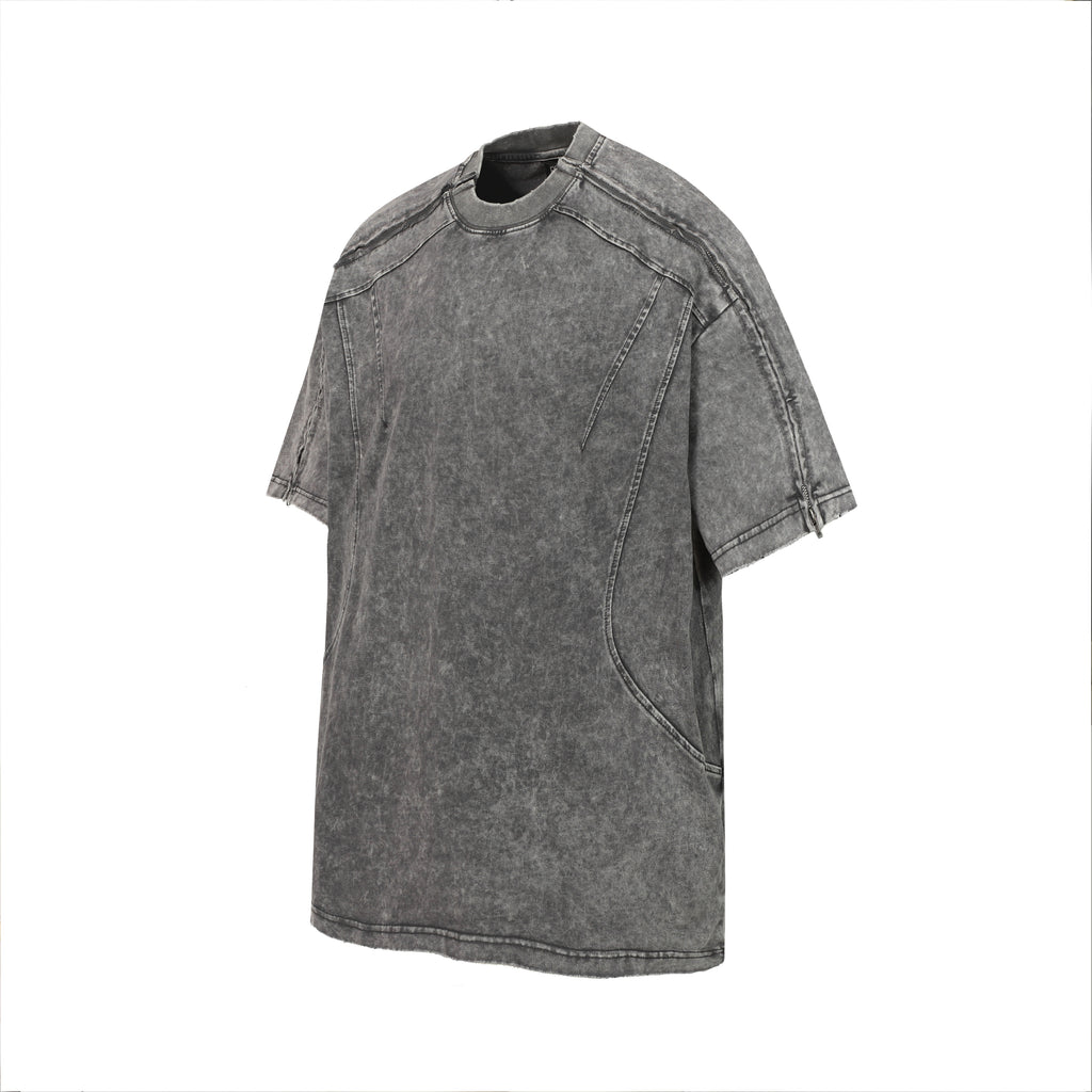 DONOTLOGO Urban Workwear Collection | Unisex Relaxed Fit Tee | Bold Panel Construction & Vintage Wash Motif with Soft Heavyweight Cotton
