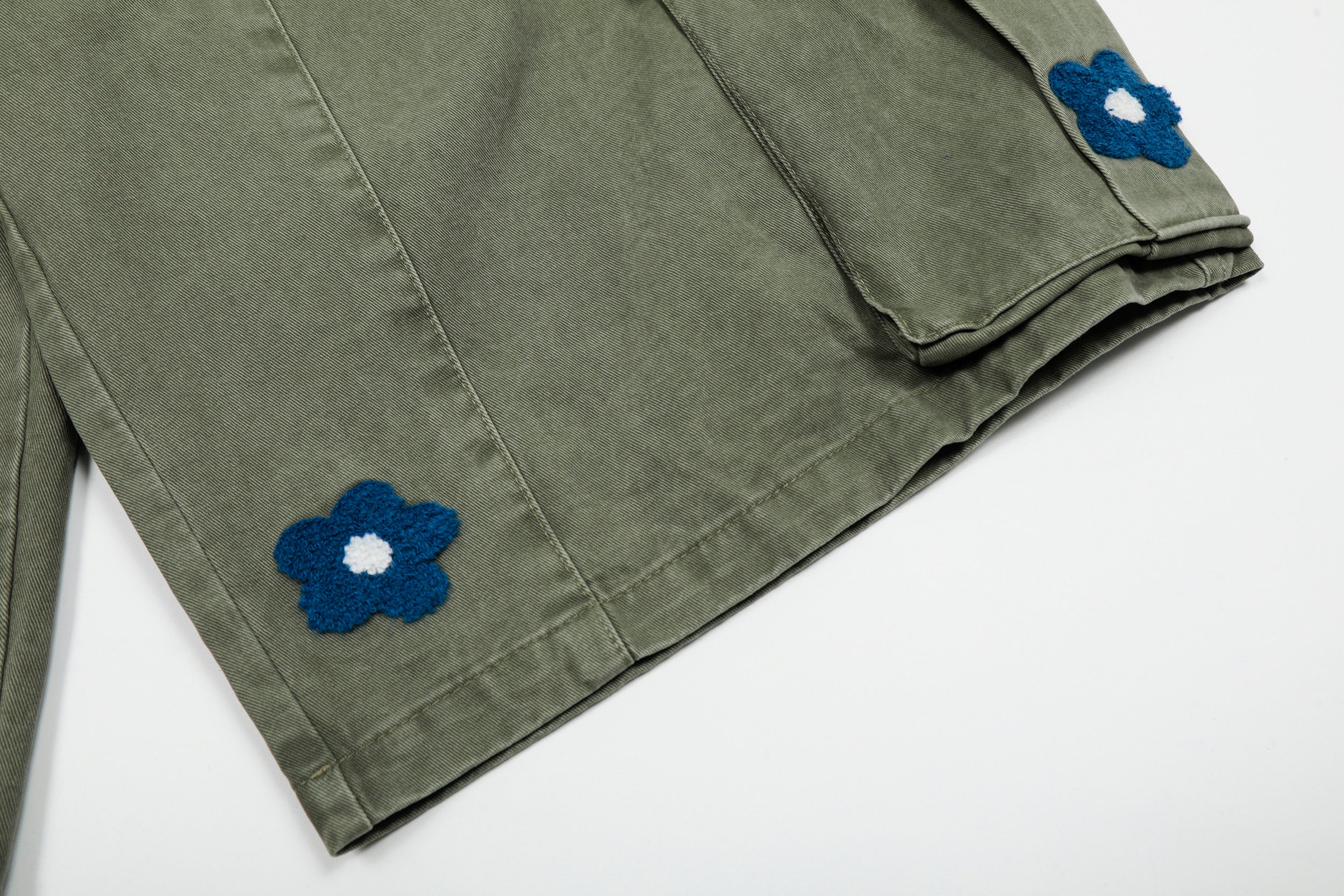 Unisex Multi-Pocket Floral Embroidered Cargo Pants