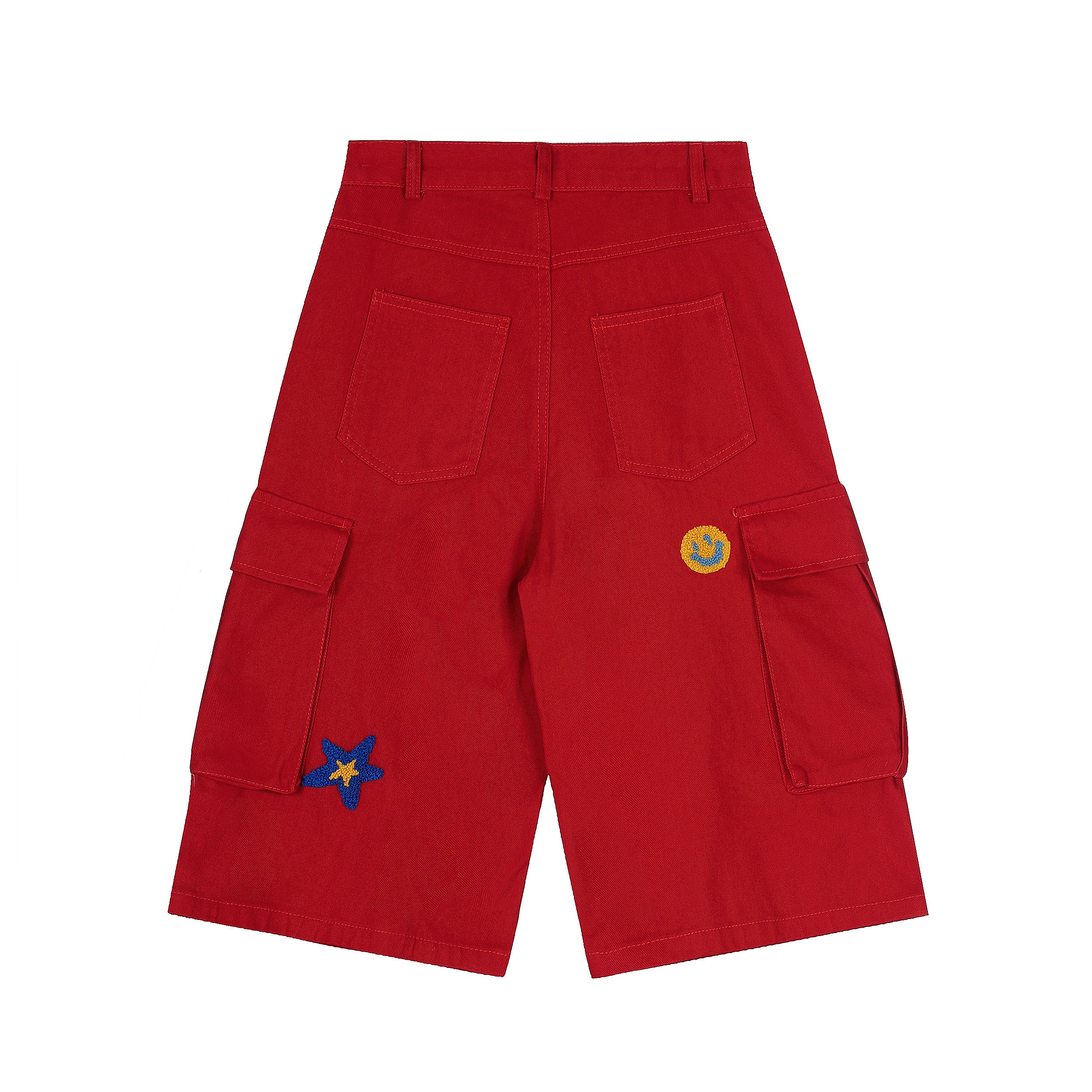 DONOTLOGO Unisex “Stay Childlike” Cargo Shorts | Star, Smiley & Puppy Patches | High-Waist, Multi-Pocket | Summer Streetwear Must-Have