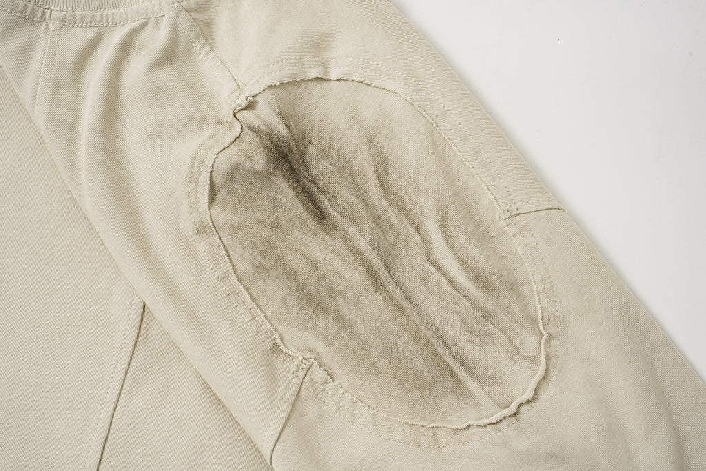 DONOTLOGO Industrial Edge Collection | Unisex Relaxed Fit Deconstructed Tee | Bold Diagonal Rivet Seaming & Faded Wash Finish with Heavyweight Cotton Fabric
