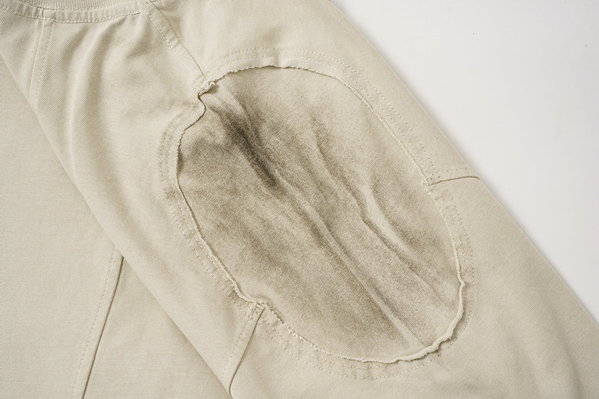 DONOTLOGO Industrial Edge Collection | Unisex Relaxed Fit Deconstructed Tee | Bold Diagonal Rivet Seaming & Faded Wash Finish with Heavyweight Cotton Fabric