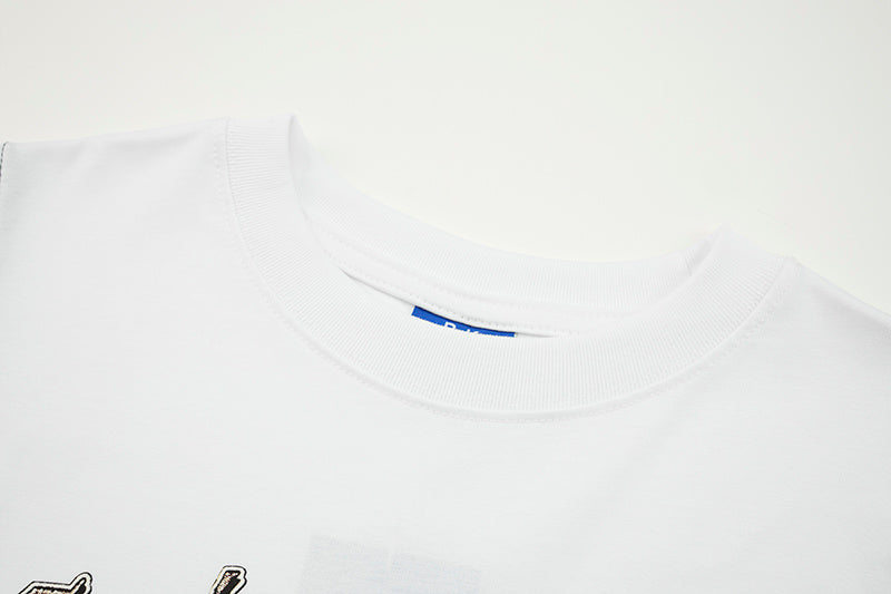 DONOTLOGO Unisex Graphic Layered T-Shirt - Saint Terror Cross Print, Vintage Wash Streetwear