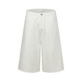 DONOTLOGO Urban Minimalist Collection | Unisex Relaxed Fit Denim Shorts | Clean White Silhouette & Leather Patch Detail with Breathable Cotton Fabric