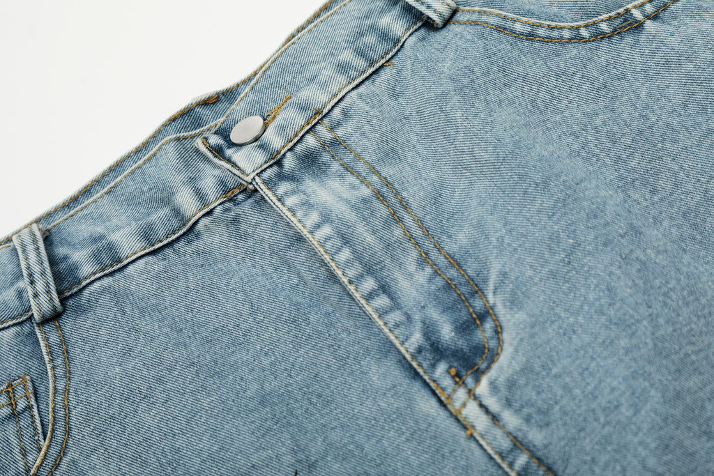 DONOTLOGO Urban Streetwear Collection | Unisex Relaxed Silhouette Jeans | Bold Number & Star Motif & Soft Denim Fabric