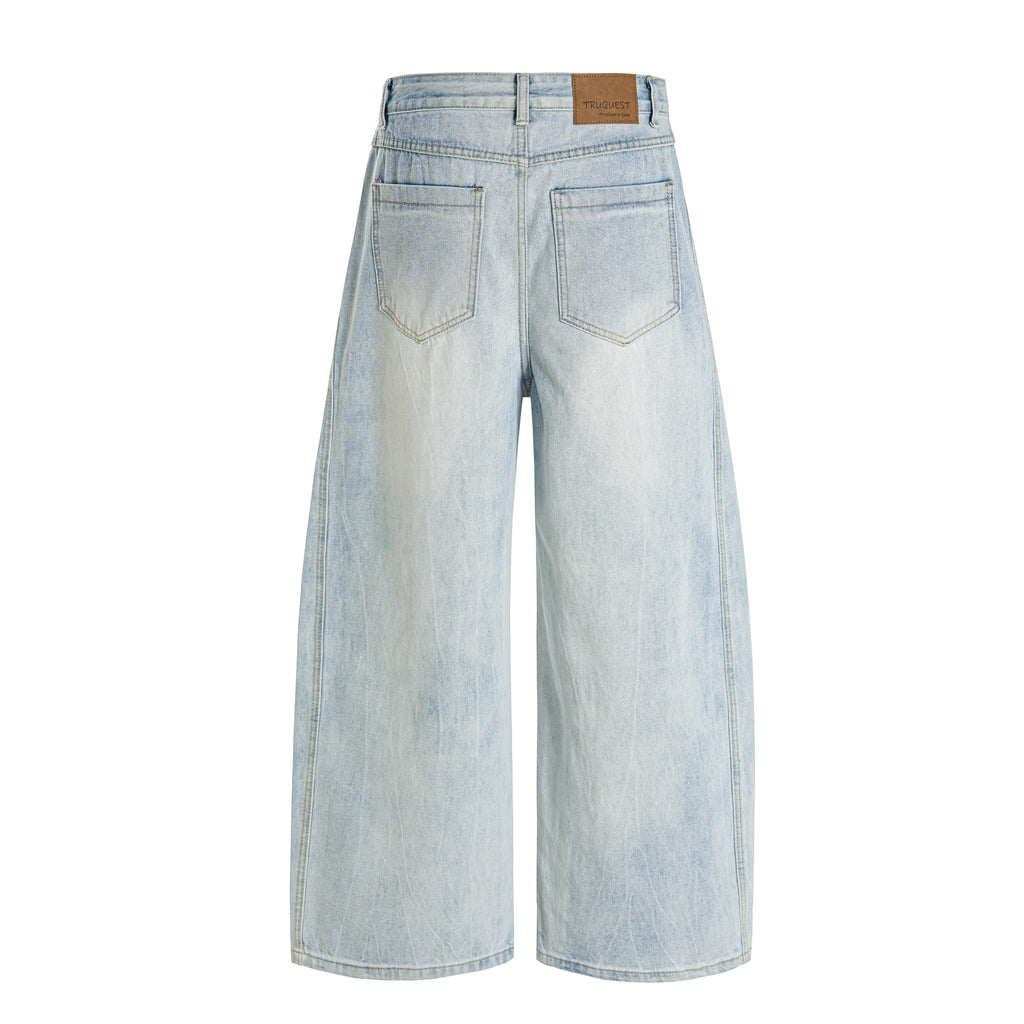 DONOTLOGO Oversized Light Wash Denim Jeans - Unisex Baggy Trousers with Distressed Whisker Effect - Edgy Streetwear Bottom with Wide Leg Silhouette & Raw Hem