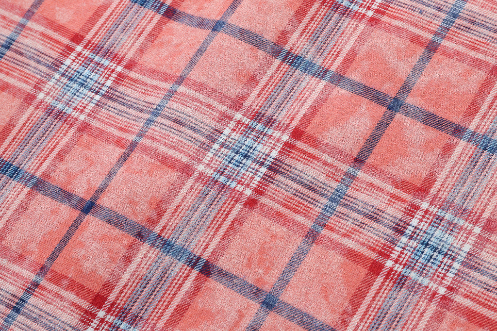 DONOTLOGO Unfailing Retro Grid Shirt | Unisex Oversized Summer Streetwear | Acid Wash Red Tartan Top