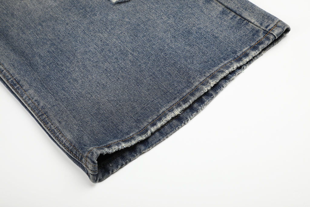 DONOTLOGO Urban Edge Collection | Unisex Relaxed Fit Denim Jeans | Bold Cat Whisker Seaming & Faded Wash Finish with Classic Cotton Denim Fabric