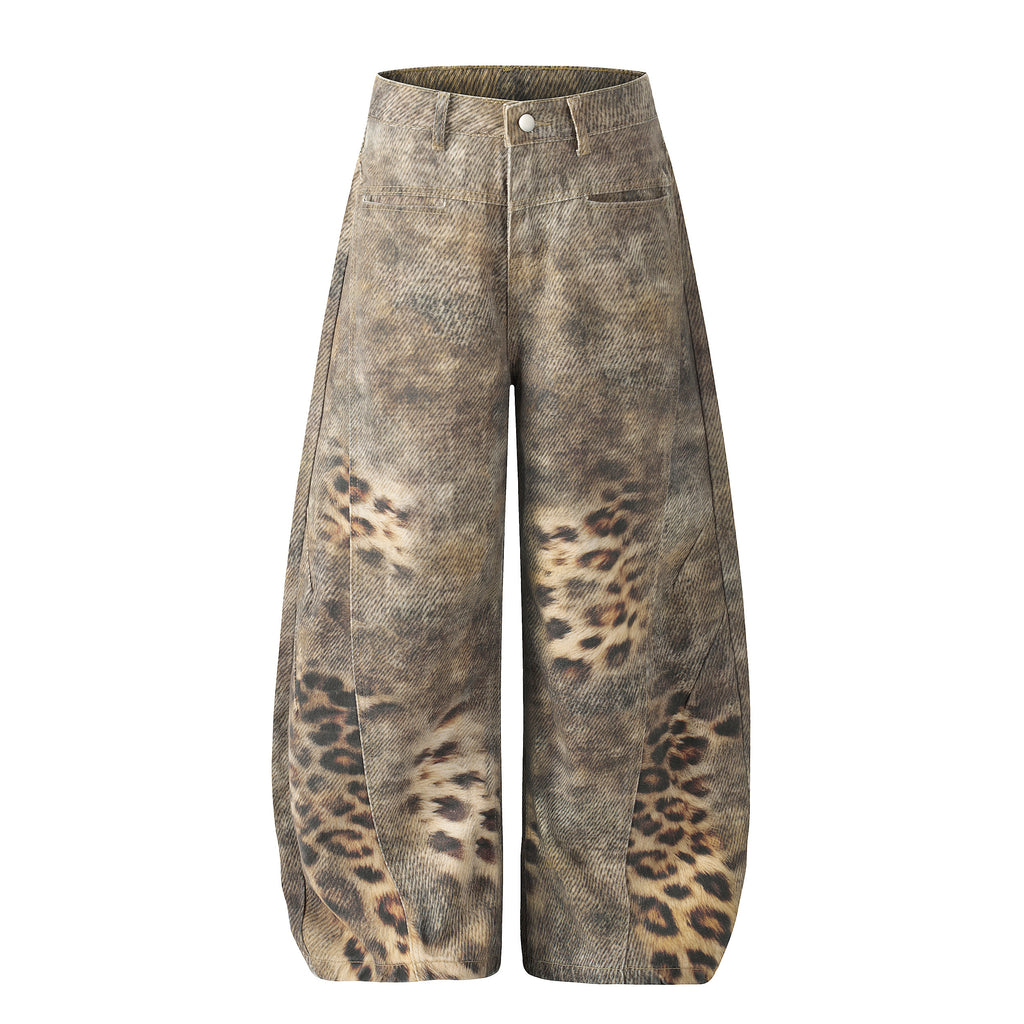 Unisex Leopard Print Jeans