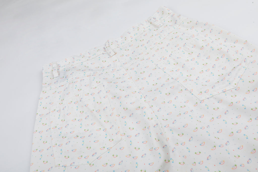 DONOTLOGO Whimsical Garden Collection | Unisex Relaxed Fit Cotton Cropped Pants | Playful Micro-Floral Print with Detachable Star Pendant Detail