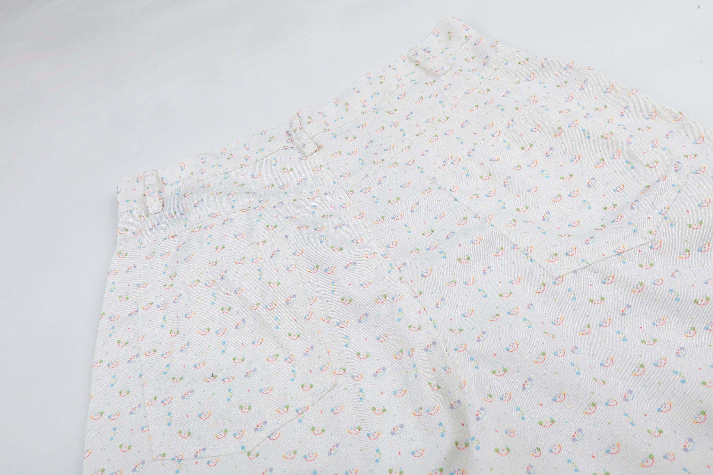 DONOTLOGO Whimsical Garden Collection | Unisex Relaxed Fit Cotton Cropped Pants | Playful Micro-Floral Print with Detachable Star Pendant Detail