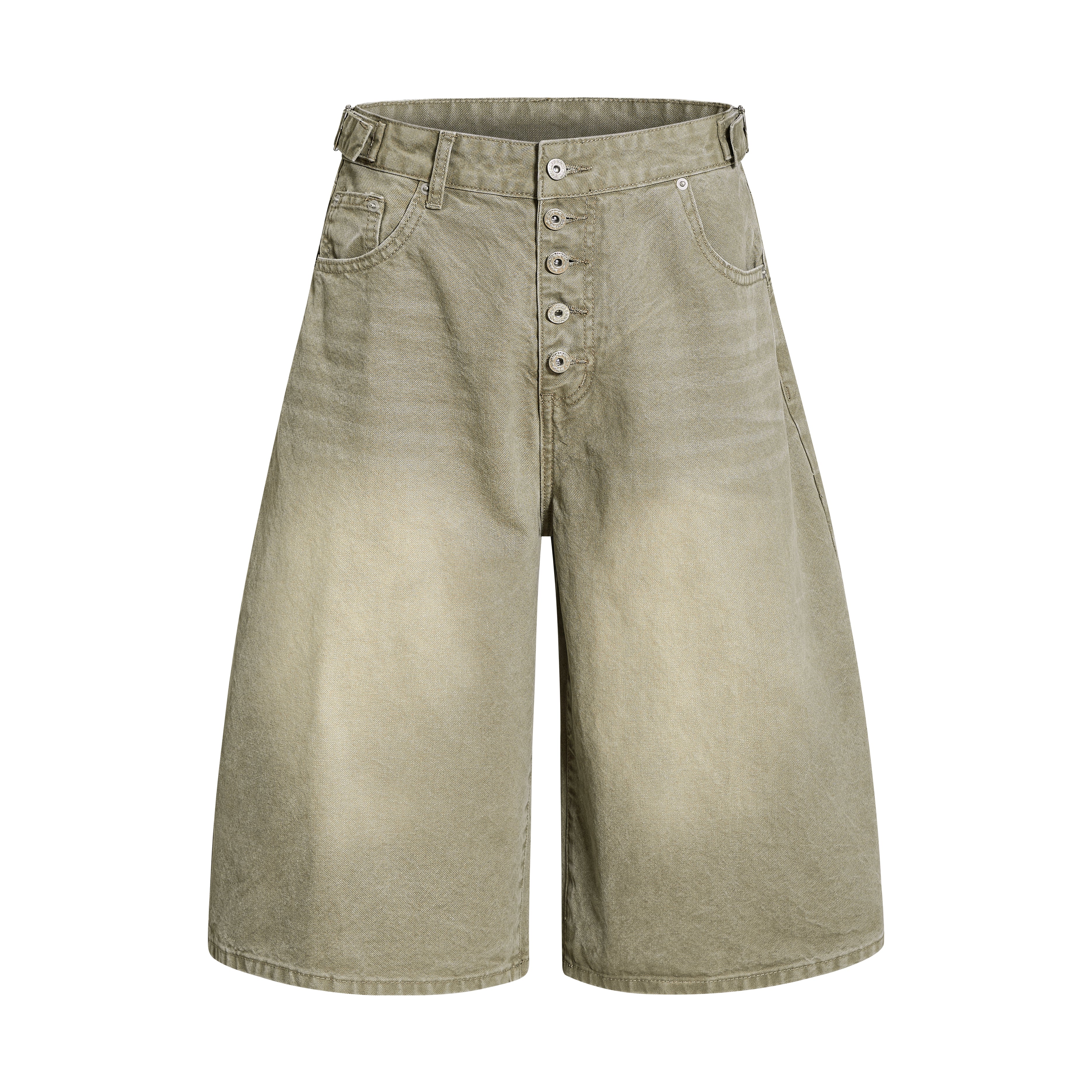 DONOTLOGO Deconstructed Button-Fly Denim Culottes | Unisex Oversized Wide-Leg Shorts | Y2K Vintage Wash High Street Bottoms