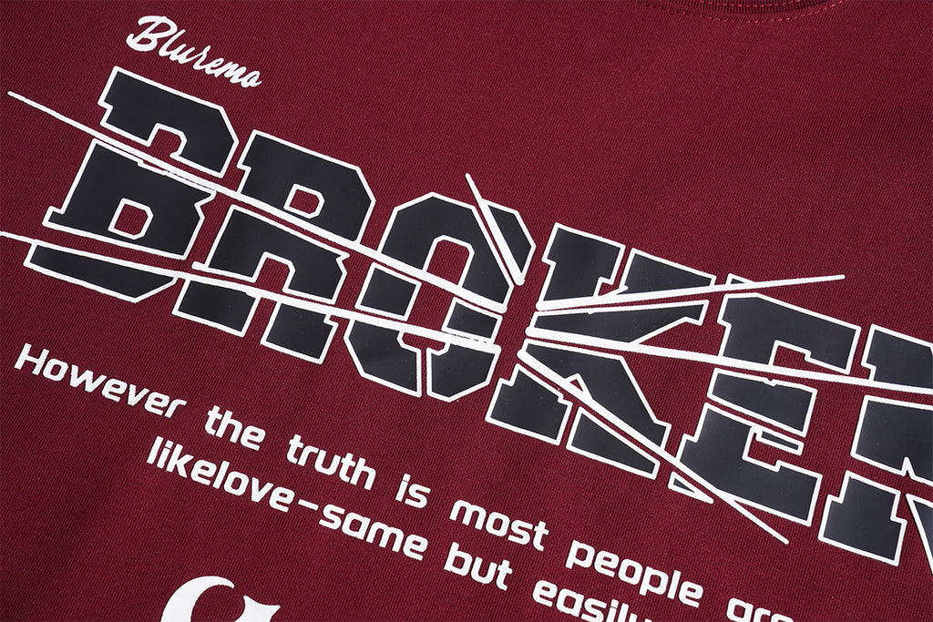 Unisex Street-Style Cracked Letter Graphic T-Shirt