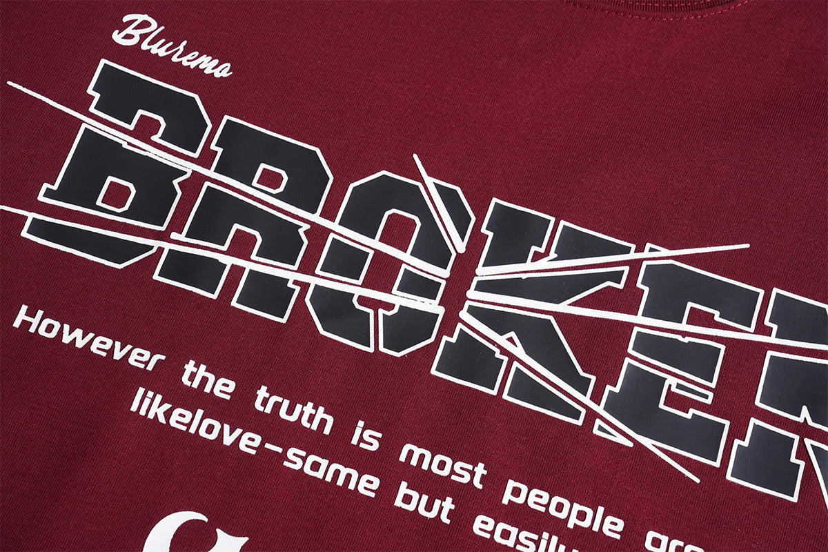 Unisex Street-Style Cracked Letter Graphic T-Shirt