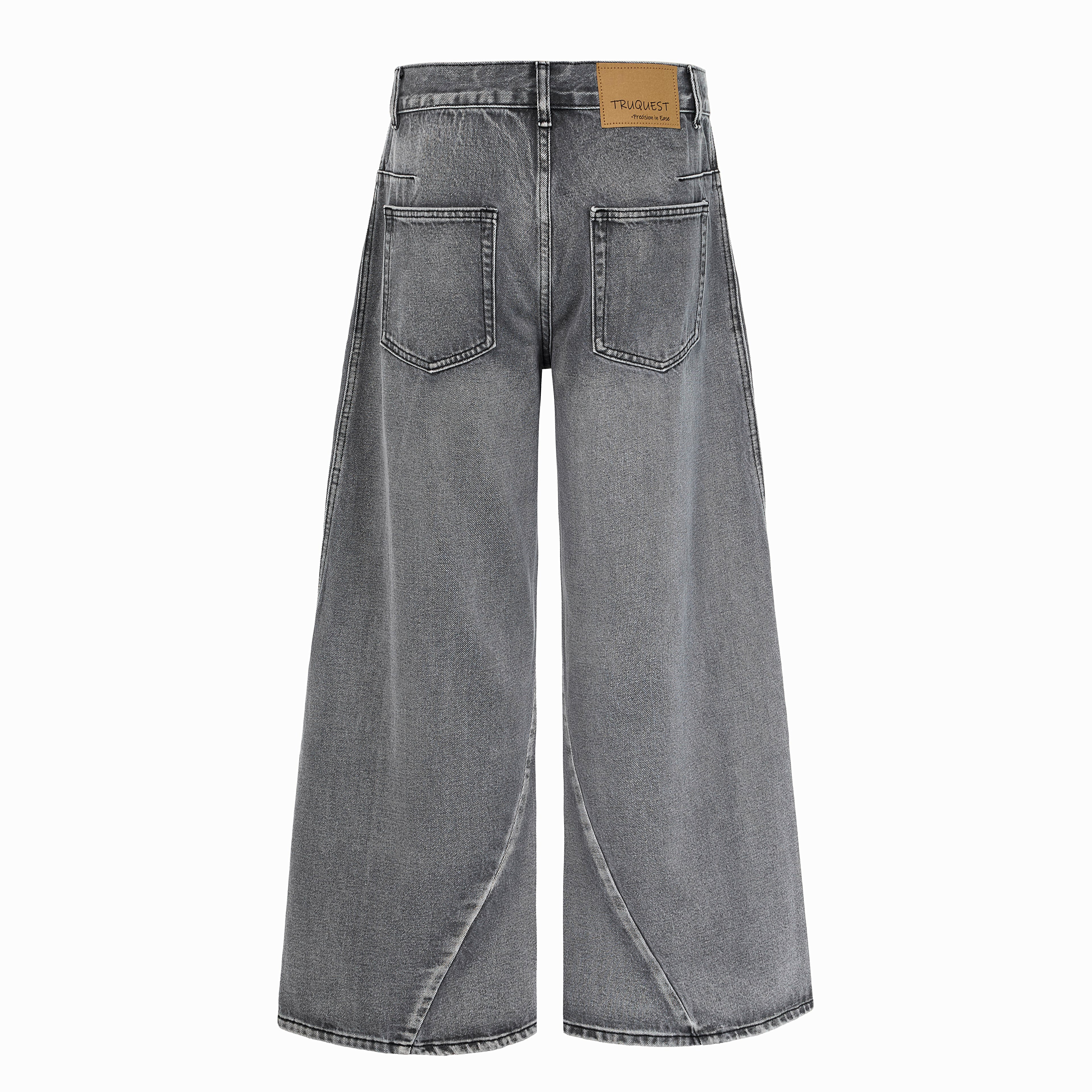 DONOTLOGO Oversized Grey Wash Denim Jeans - Unisex Baggy Trousers with Asymmetrical Seam Design - Edgy Streetwear Bottom with Wide Leg Silhouette & Raw Hem