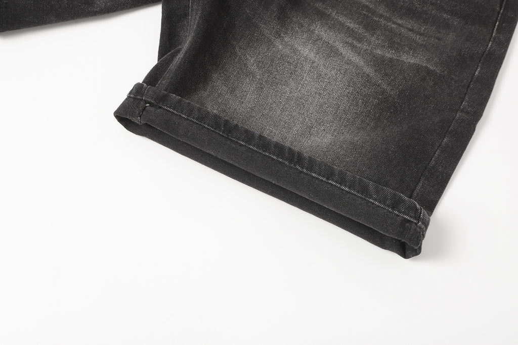 DONOTLOGO Urban Edge Collection | Unisex Relaxed Fit Denim Shorts | Bold Cat Whisker Seaming & Faded Wash Finish with Classic Cotton Denim Fabric