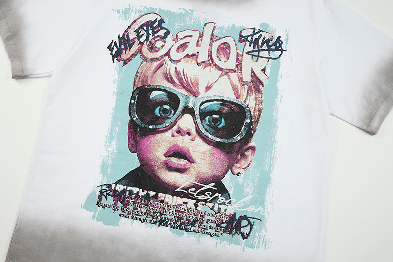 DONOTLOGO Unisex Retro Streetwear T-Shirt with Oversized Graffiti Baby Graphic