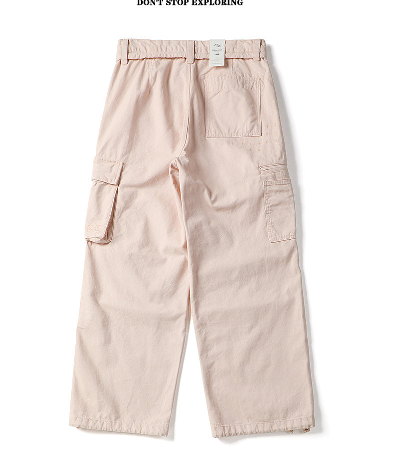 Unisex Solid Color Wrinkled Straight-Leg Casual Pants