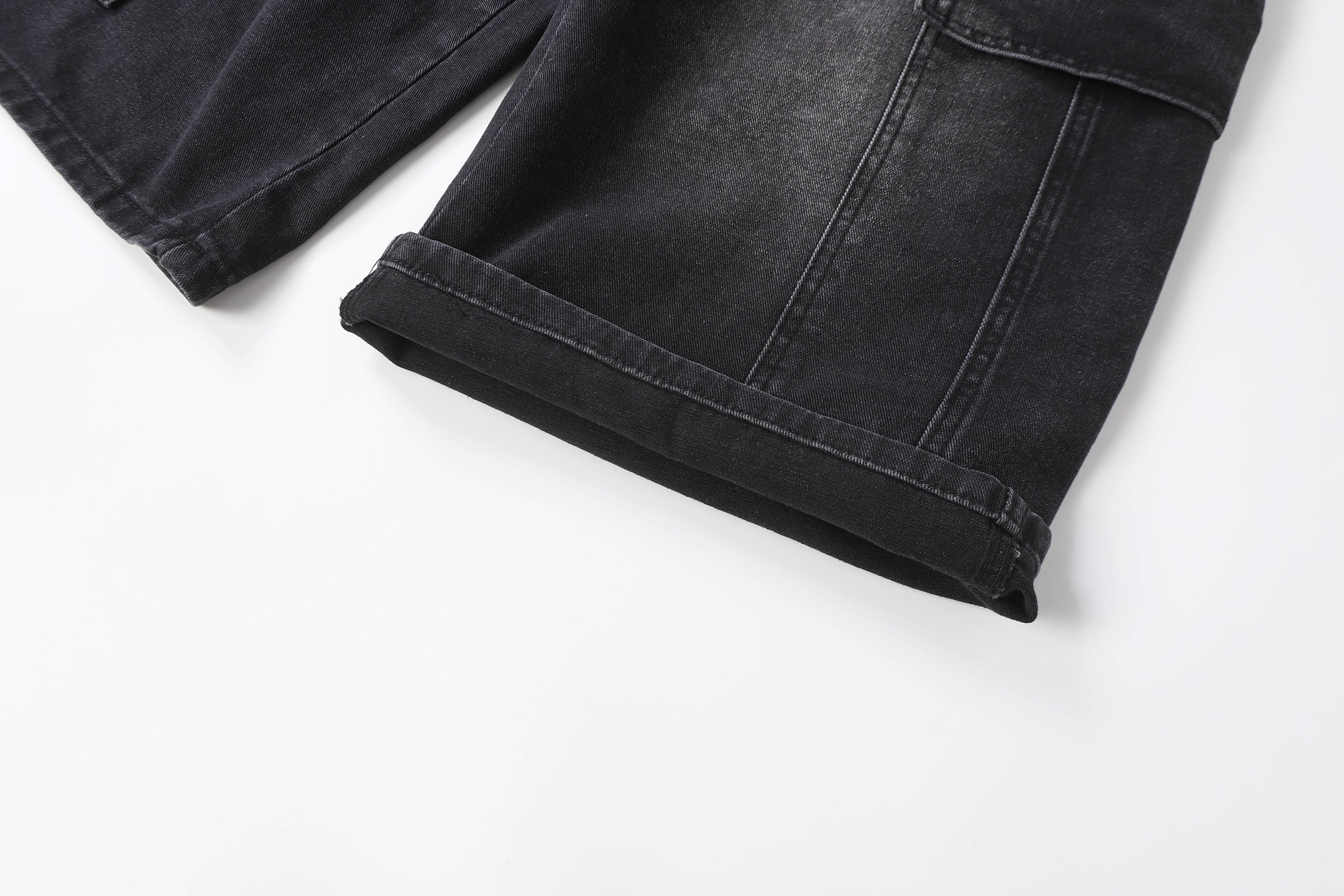DONOTLOGO Retro Blue Cargo Jean Shorts | Unisex Y2K Wide Leg Denim Shorts with Functional Pockets | High Street Relaxed Fit Bottoms