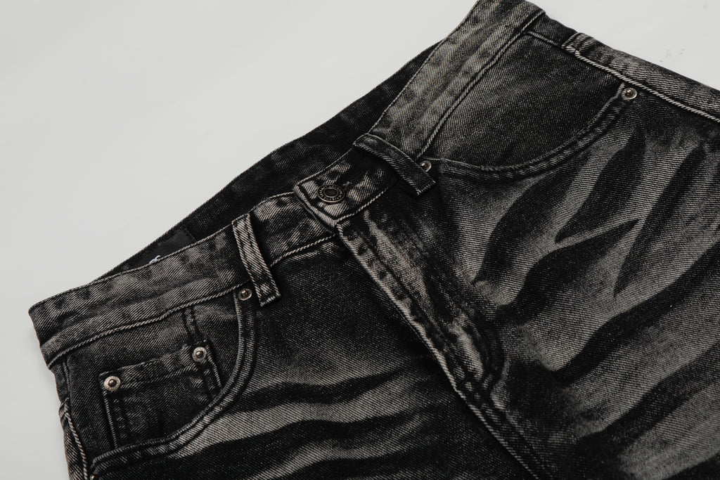 DONOTLOGO Urban Heritage Collection | Unisex Oversized Cat Whisker Denim | Retro Aesthetic High-Rise Wide-Leg Bottoms with Authentic Fade Detail